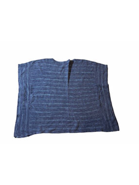 Pure Jill Blue Space Dye Knit Poncho Sweater Minimalist Coastal